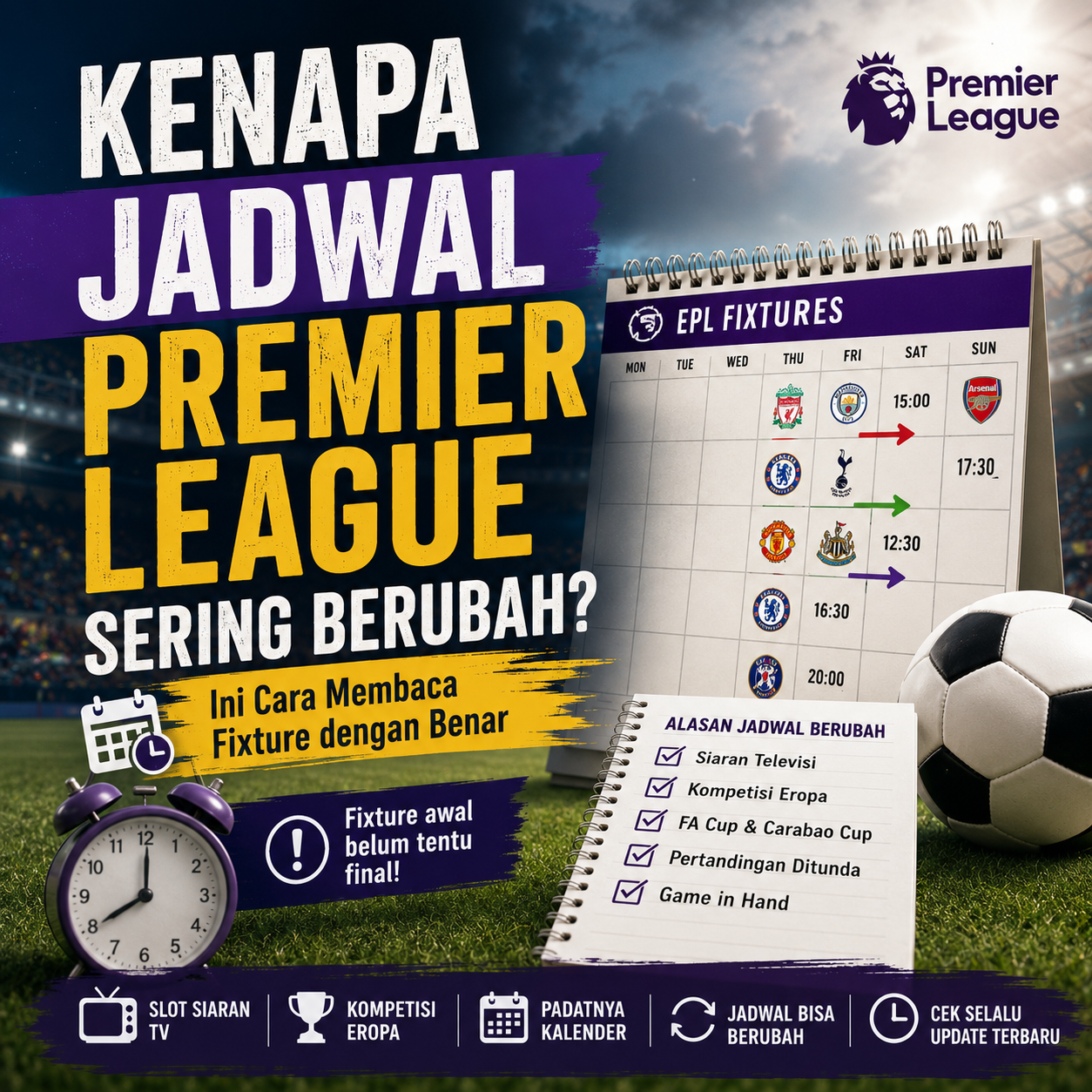 Kenapa Jadwal Premier League Sering Berubah? Ini Cara Membaca Fixture dengan Benar