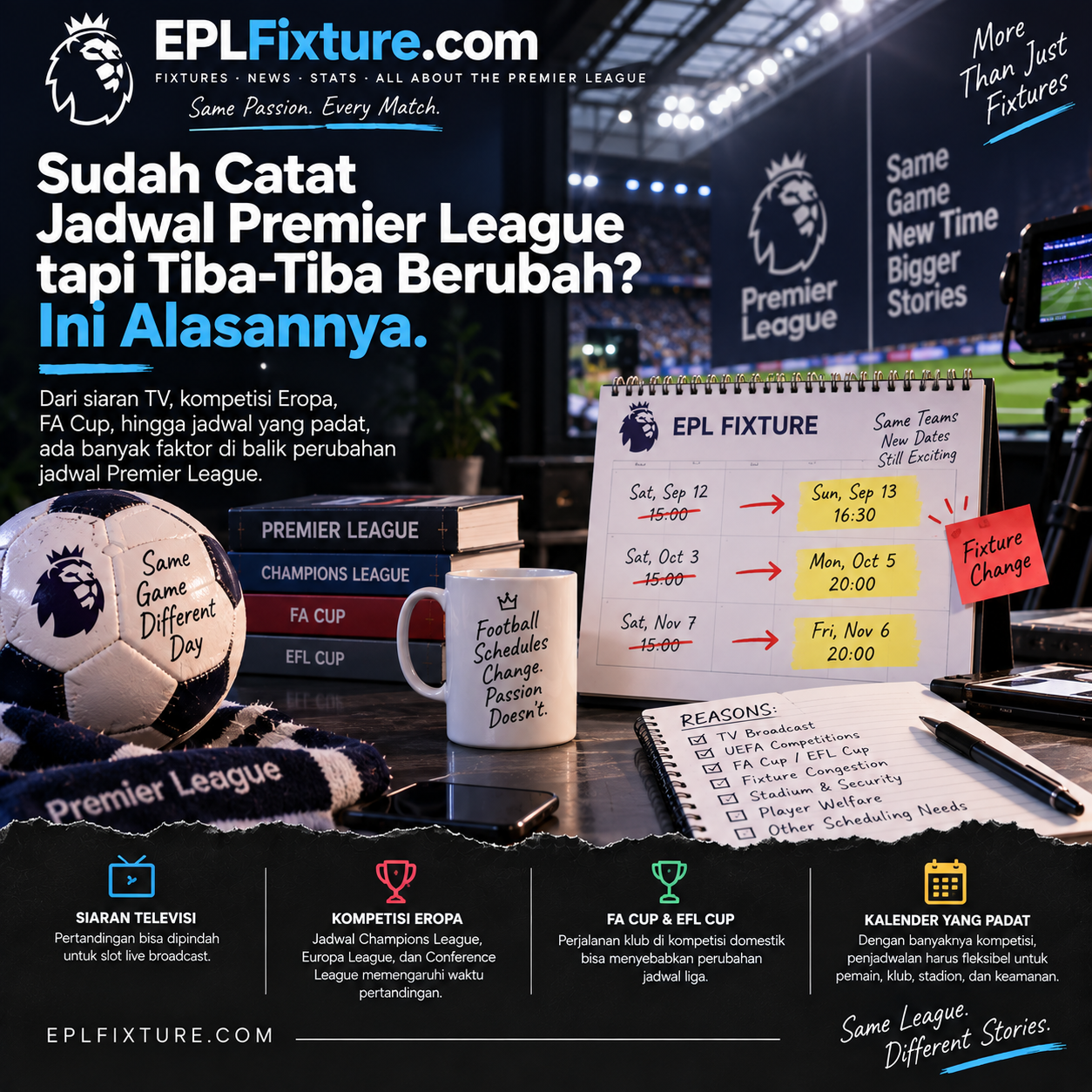 Sudah Catat Jadwal Premier League tapi Tiba-Tiba Berubah? Ini Alasan Pertandingan EPL Sering Dipindah